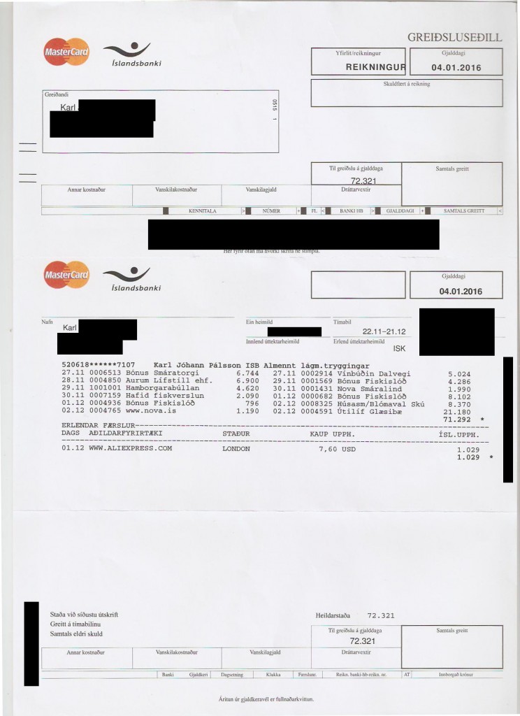 terrible layout of bank statement